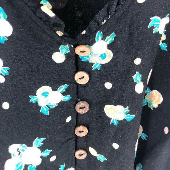 Free People Like A Lady Black Floral Printed Mini Dress Tie Back Short sz Small - Picture 8 of 15